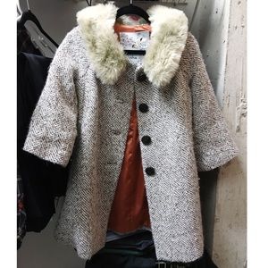 Anthropologie faux fur collar coat